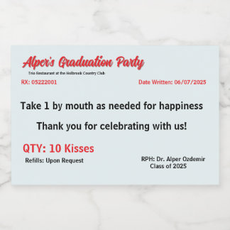 Graduation Party Prescription Label Voedselcontainer Etiket
