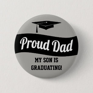Graduation Party Proud Dad Grey Ronde Button 5,7 Cm