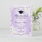 Graduation Party - Purple Silver White Invitation (Debout devant)