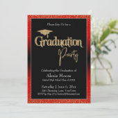 Graduation Party Red Ombre Confetti Invitation (Debout devant)