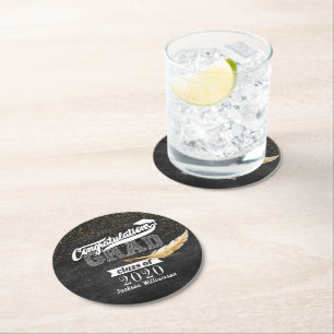 Graduation Party Retro Chalkboard - Aangepast Ronde Kartonnen Onderzetter
