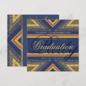 Graduation Party (Rode+Blauw & Gold) Kaart (Voorkant / Achterkant)