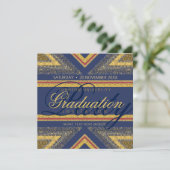 Graduation Party (Rode+Blauw & Gold) Kaart (Staand voorkant)