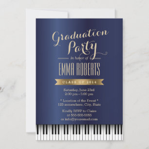Graduation Party Royal Blue Piano Keys Music Major Kaart