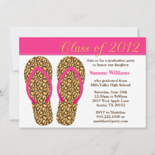 Graduation Party roze Animal Print Teenslippers 20 Kaart