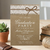Graduation Party Rustic Burlap String Bow Lace Kaart