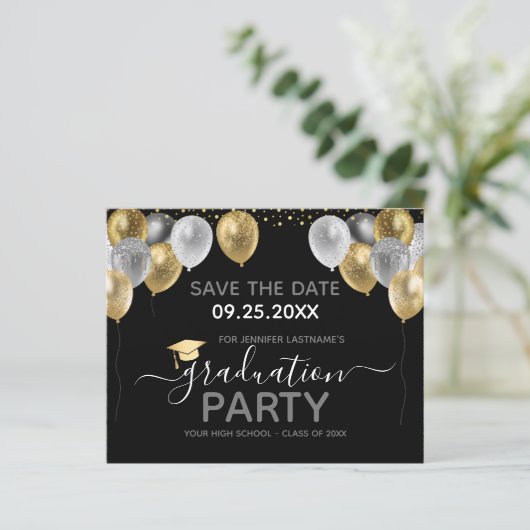 Graduation Party Save the Date Invitation (Staand voorkant)
