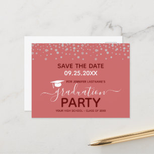 Graduation Party Save the Date Invitation Briefkaa Briefkaart