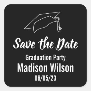 Graduation Party Save the Date Notice Vierkante Sticker