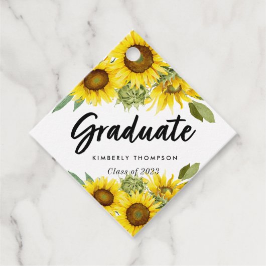 Graduation Party Script Celebration Sunflower Bedankjes Labels (Voorkant)