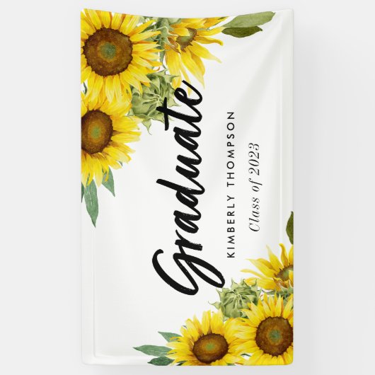 Graduation Party Script Celebration Sunflower Spandoek (Verticaal)