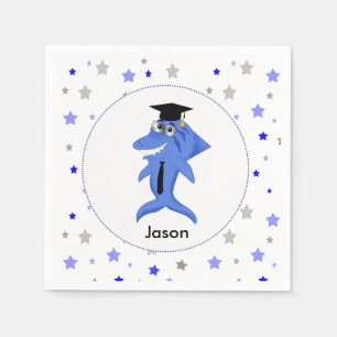 Graduation party Shark themed illustration Servet