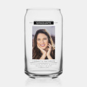Graduation Party Simple Modern Script Photo Black Blikvorm Glas (Achterkant)