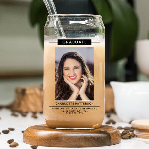 Graduation Party Simple Modern Script Photo Black Blikvorm Glas