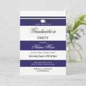 Graduation Party Stripe Marine White Invitation Gr (Debout devant)
