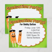 Graduation Party Time Cute Cartoon Pop Kaart (Voorkant / Achterkant)