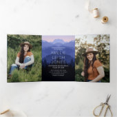 Graduation Party Tri-Fold in het Rustic Mountains Drieluik Uitnodiging (Binnen)