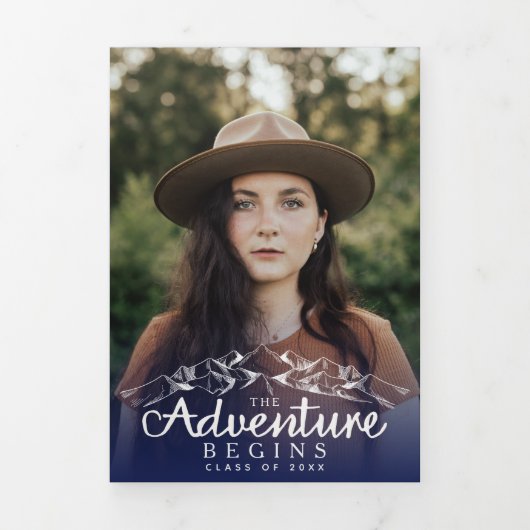 Graduation Party Tri-Fold in het Rustic Mountains Drieluik Uitnodiging (Cover)