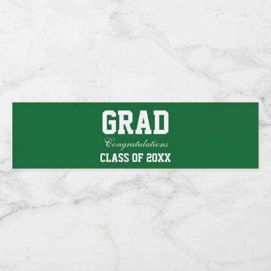 Graduation Party Waterfles Etiketten Groen (Enkel label)