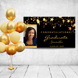 Graduation party zwarte gouden sterren foto 2023 poster