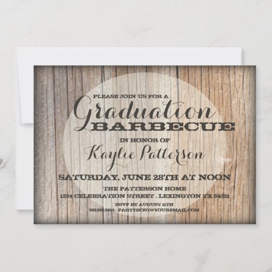 Graduation Pays Wood BBQ Grad Party Invitation (Devant)