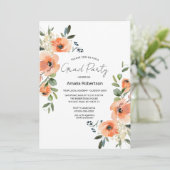 Graduation Peach Floral and Green INVITATION (Debout devant)