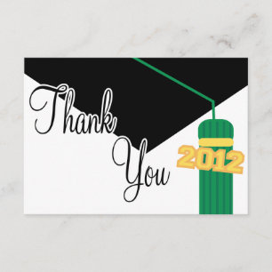 Graduation Pet 2012 en Tassel Dank u (groen) Bedankkaart