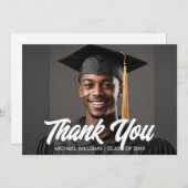 Graduation Photo Bold Script Overlay Graduate Bedankkaart (Voorkant / Achterkant)