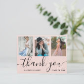 Graduation Photo Collage Merci rose Carte postale (Debout devant)