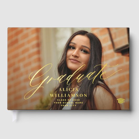 Graduation photo élégant script nom du diplômé (Recto)