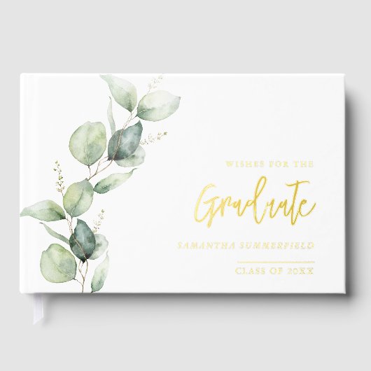 Graduation Photo Eucalyptus Script Gold Foil (Recto)