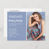 Graduation Photo Faire-part Invitation Bleu (Devant / Derrière)