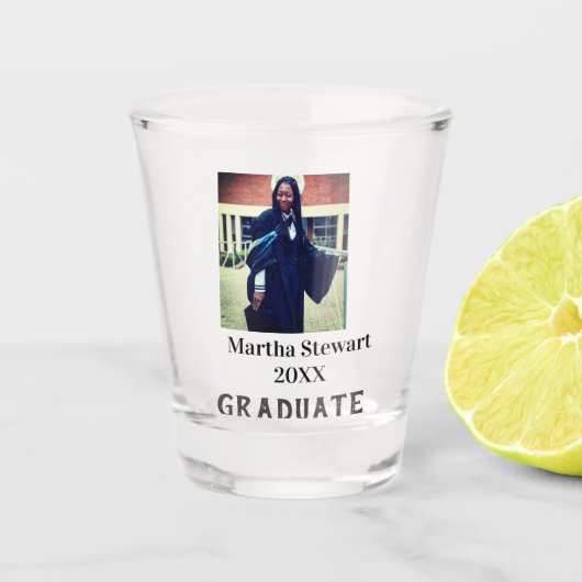 Graduation photo name year class university simple shot glas (Voorkant)