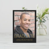 Graduation Photo Party Faire-part Faux Gold Foil (Debout devant)