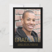 Graduation Photo Party Faire-part Faux Gold Foil (Devant)