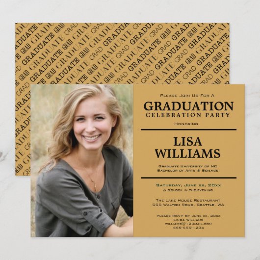 Graduation Photo Party Invitation (Devant / Derrière)