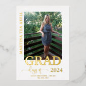 Graduation Photo Real Gold Foil Faire-part (Recto)