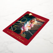 Graduation Photo Script Chic Faire-part rouge or (Rotation)