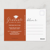 Graduation Photo Script moderne Orange Invitation (Dos)