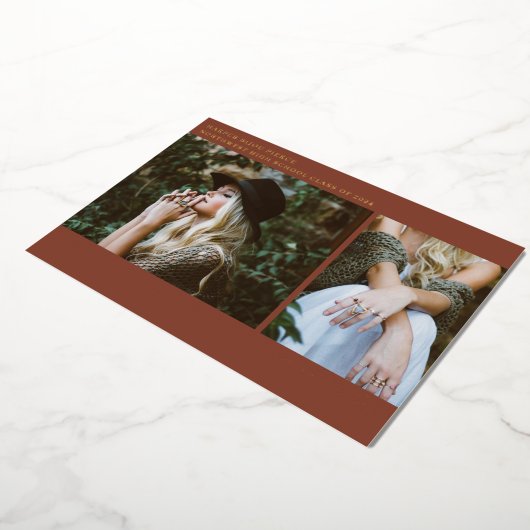 Graduation Photos Line Art Terracotta Faire-part (Rotation)