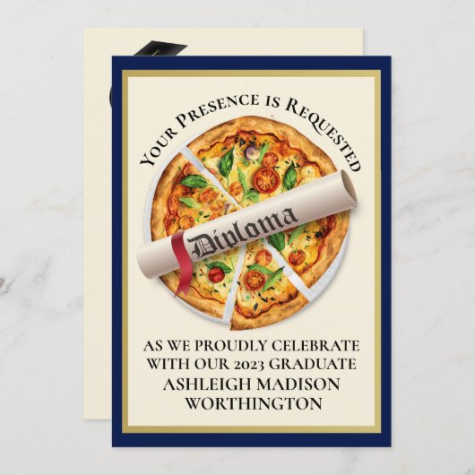 Graduation Pizza Party Invitation (Devant / Derrière)