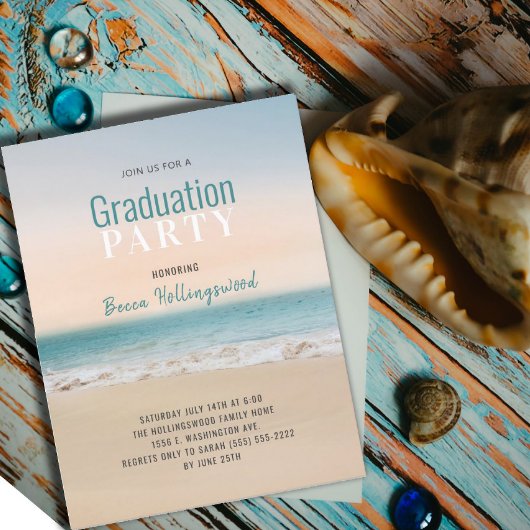 Graduation Plage tropicale Thème Fête Invitation