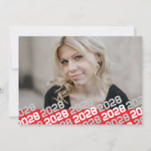 Graduation Rouge, Argent et Blanc 2 Invitation pho (Dos)