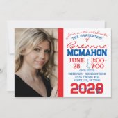 Graduation Rouge, Bleu & Blanc 2 Invitation photo (Devant)