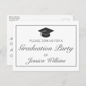 Graduation RSVP Invitation Minimaliste moderne bla (Devant / Derrière)