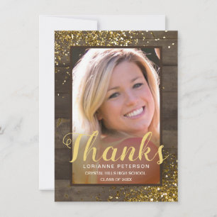 Graduation Rustique Glam Merci Gold Script Photo