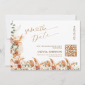 Graduation Save the Date QR Code | Boho Pampass (Devant)