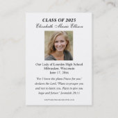Graduation Souvenir Cartes de prière religieuses (Dos)