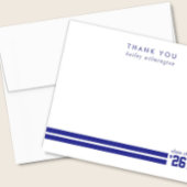 Graduation Sporty Stripes Deep Blue Bedankkaart