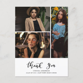 Graduation Thank You Script Three Grad Photo Briefkaart